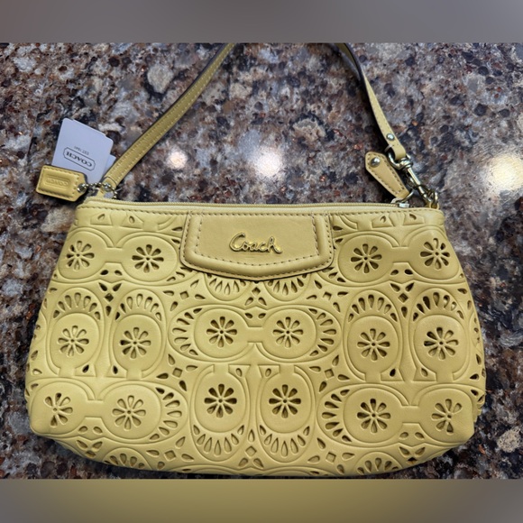 Coach Handbags - Coach Lemon Floral Cutout Small Leather Handbag NWT